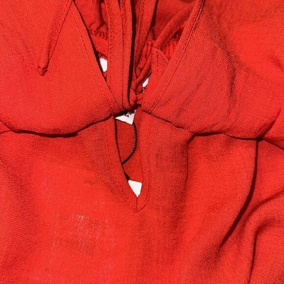 Jack by BB Dakota M Vibrant Poppy Red On or Off Shoulder Ruffle Mini Dress - Picture 15 of 16